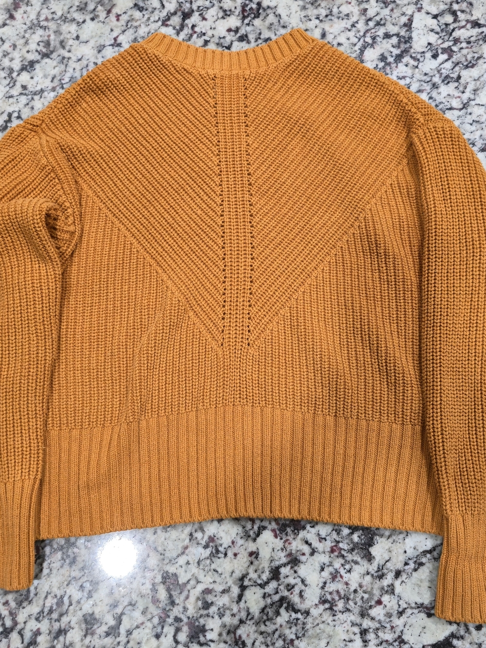 a.n.a Women's Mustard Textured Knit Crewneck Sweater